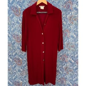 90s Vintage Red Slinky Oversized Cardi
